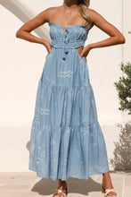 Cutout Printed Sleeveless Midi Cami Dress Light Blue Casual Dresses