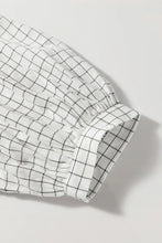 Frill Plaid Notched Balloon Sleeve Mini Dress Woman Casual Dress