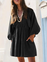 Textured V-Neck Mini Dress Woman Casual Dress