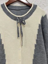 Contrast Button Down Long Sleeve Cardigan Woman Outerwear