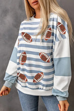 Football Striped Round Neck Long Sleeve Sweatshirt Woman Sweatshirts