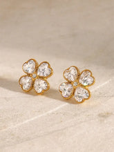 Stainless Steel Zircon Lucky Clover Earrings White One Size Earrings