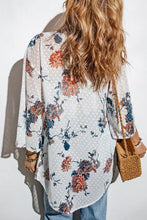 Floral Three-Quarter Sleeve Open Front Cardigan Woman Outerwear
