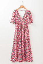 Floral Half Sleeve Deep V Neck Cutout Back Maxi Dress Woman Maxi Dress