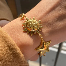 18K Gold-Plated Sun and Star Bracelet Gold One Size Bracelets