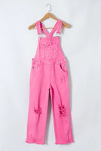 Distressed Pocketed Wide Strap Denim Overalls Denim Overalls