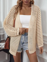 Openwork Open Front Long Sleeve Cardigan Woman Outerwear
