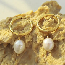 Gold-Plated Titanium Steel Pearl Earrings Earrings