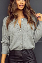 Openwork Button Down Long Sleeve Cardigan Woman Outerwear