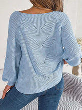 Openwork Buttoned Square Neck Sweater Sweater Pullovers