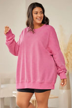 Plus Size Round Neck Drop Shoulder Slit Sweatshirt Woman Sweatshirts