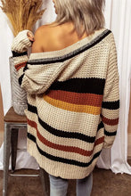Striped Open Front Longline Cardigan Woman Outerwear