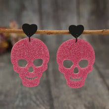 Acrylic Skeleton & Heart Earrings Deep Rose One Size Earrings