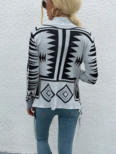 Shiny Geometric Fringe Hem Open Front Cardigan Woman Outerwear