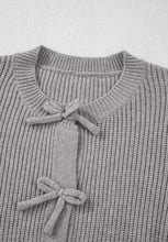 Bow Round Neck Long Sleeve Cardigan Woman Outerwear