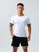 Men's Round Neck Contrast Short Sleeve T-Shirt White Mens Tops