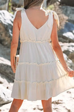 Solid Color Tied Straps Ruffle Tiered Mini Dress Casual Dresses