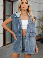 Button Down US Flag Denim Vest Woman Denim Tops