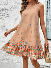 Ruffled Hem Floral Sleeveless Mini Tank Dress Casual Dresses