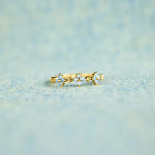 925 Sterling Silver Inlaid Zircon Flower Ring Gold Rings