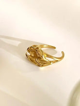 18K Gold-Plated Stainless Steel Sculptural Ring Fashion Jewelry