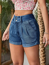 Pleated Detail High Rise Denim Shorts Denim Shorts