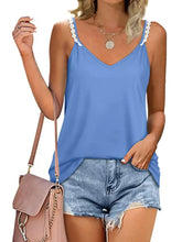 Full Size Lace Detail V-Neck Cami Plus Size Blue Tanks & Camis