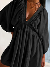 Textured V-Neck Mini Dress Woman Casual Dress