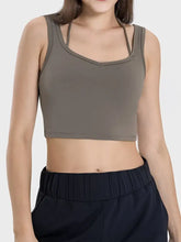 Millennia Crisscross Square Neck Active Tank Dark Green Woman Activewear