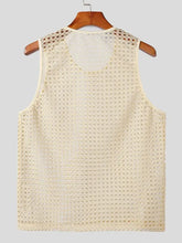 Men's Openwork Round Neck Tank Mens Tops