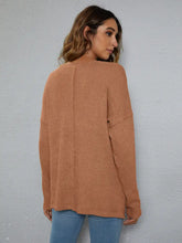 Dropped Shoulder High-Low Waffle-Knit Top Woman Blouses