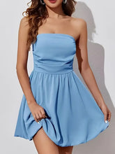 Ruched Tube Mini Dress Light Blue Cocktail Dress