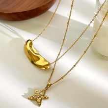 2-Piece 18K Gold-Plated Stainless Steel Necklace Fashion Jewelry