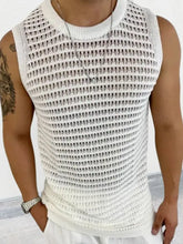 Men's Round Neck Hollow Out Sleeveless Knit Top Mens Tops