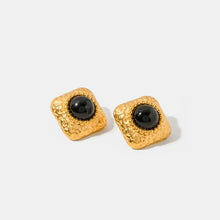 Square Stainless Steel Natural Black Onyx Earring Earrings