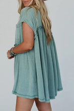 Frill Round Neck Cap Sleeve Mini Dress Casual Dresses