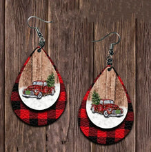 PU Leather Plaid Teardrop Earrings Fashion Jewelry