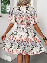 Printed Surplice Short Sleeve Mini Dress Woman Dress