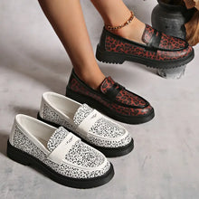 Round Toe Platform Loafers White Woman Loafers