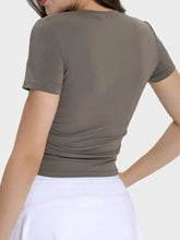 Millennia Ruched Round Neck Short Sleeve Active T-Shirt Woman Activewear