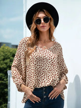 Printed V-Neck Balloon Sleeve Blouse Woman Blouses