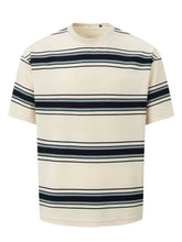 Men's Classic Striped Short Sleeve Crew Neck T-Shirt Apricot Mens Tops