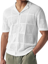 Men's Button Down Checkered Eyelet Shirt Mens Tops