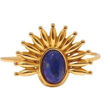 Sunflower Lapis Lazuli Adjustable Ring Fashion Jewelry