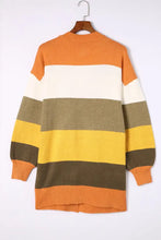 Open Front Color Block Cardigan Woman Outerwear