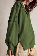 Exposed Seam Side Slit Long Sleeve Sweatshirt Woman Sweatshirts