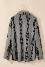 Pocketed Geometric Collared Neck Button Down Shacket Woman Outerwear