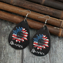 PU Leather Sunflower Teardrop Shape Earrings Earrings