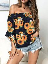 Floral Print Off-Shoulder Flounce Sleeve Blouse Woman Blouses