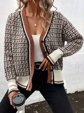 Plaid V-Neck Button Up Cardigan Woman Outerwear